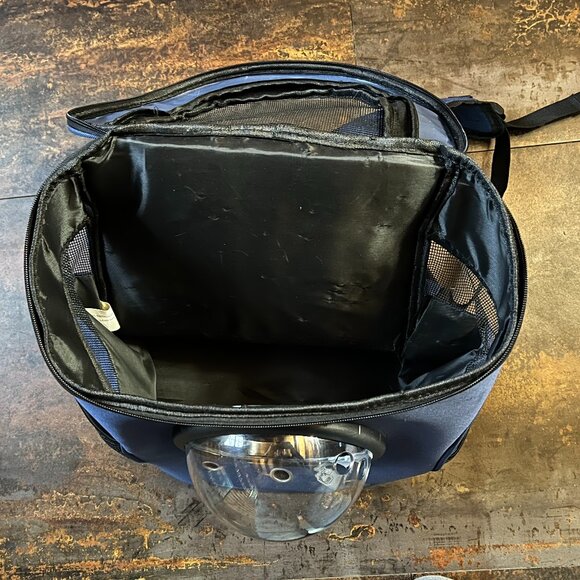 Navy Cat Bubble Backpack Cat Carrier, Polyester & Mesh w/Air Holes, 17"x14” - Picture 10 of 15